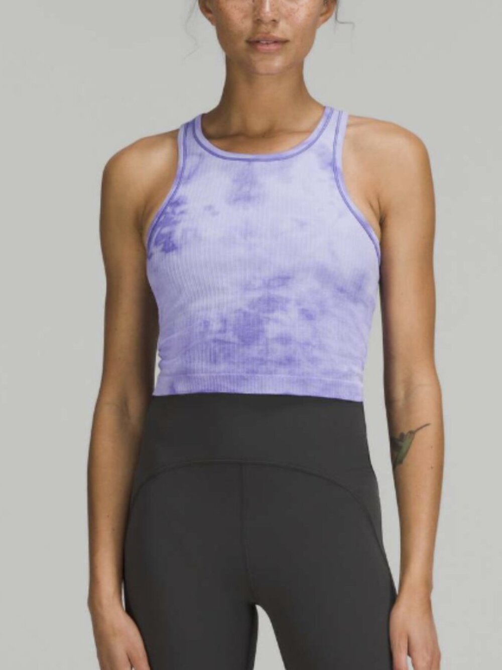 Lululemon Ebb to Street Cropped Racerback Tank Top Marble Dye Charged Indigo 4